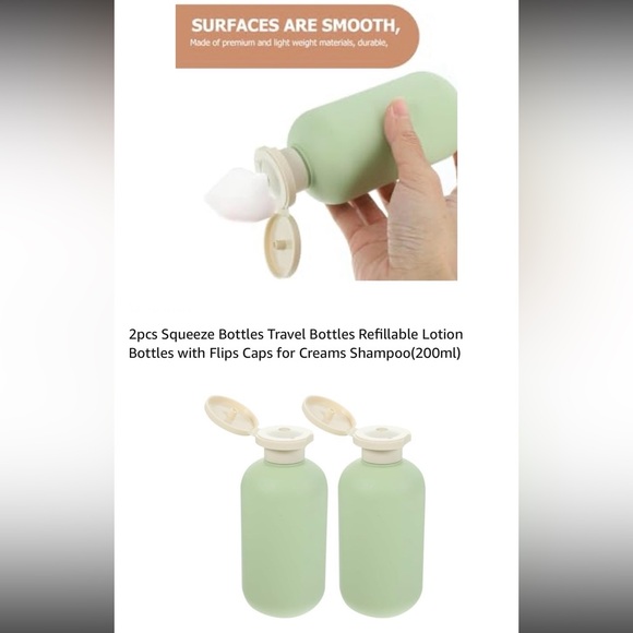 NEW! 2pcs Squeeze Bottles, Travel Bottles, Refillable Lotion Bottles, Flip Tops - Picture 7 of 10